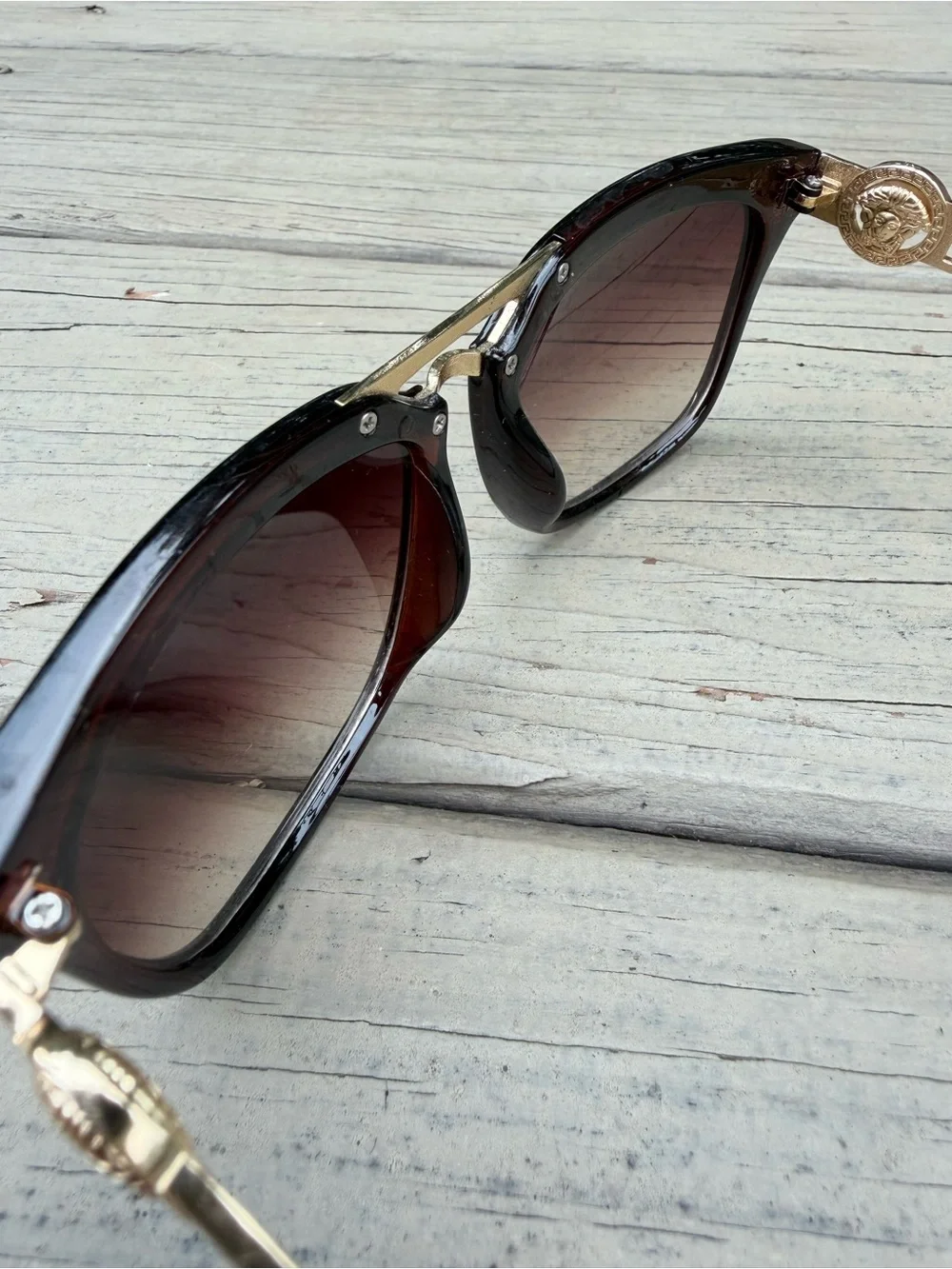 Versace Medusa Black and Gold Sunglasses
